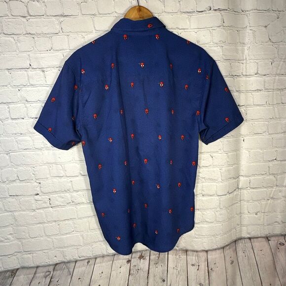 RSVLTS Marvel Spider-Man Shirt Medium Button Up Blue Short Sleeve Spidey Kunufle - Picture 7 of 11